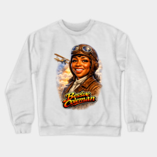 Bessie Coleman Aviation Trailblazer Portrait Illustration Crewneck Sweatshirt