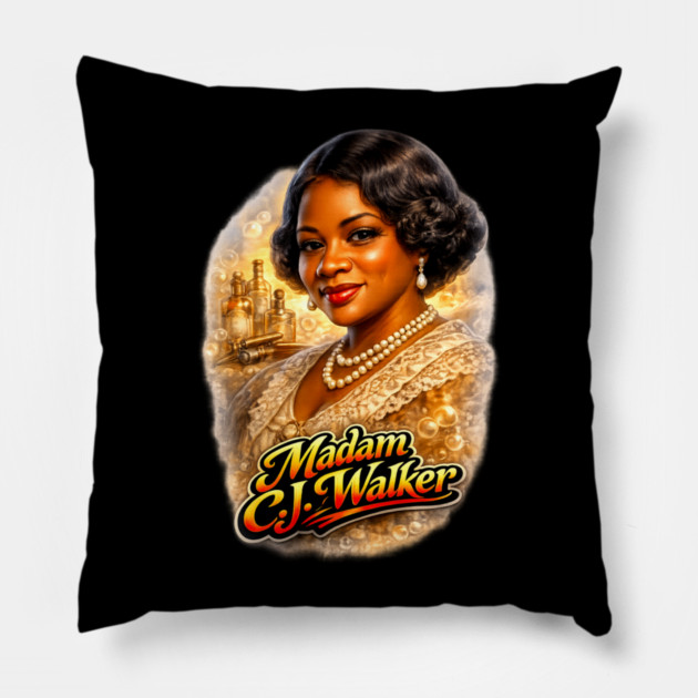 Madam C.J. Walker Beauty Entrepreneur Legacy Pillow by UrbanLifeApparel