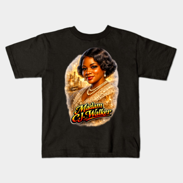 Madam C.J. Walker Beauty Entrepreneur Legacy Kids T-Shirt by UrbanLifeApparel