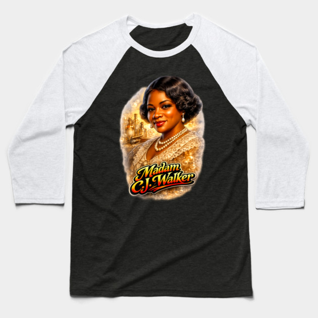 Madam C.J. Walker Beauty Entrepreneur Legacy Baseball T-Shirt by UrbanLifeApparel