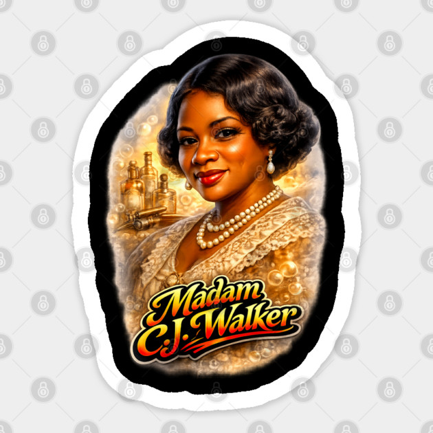 Madam C.J. Walker Beauty Entrepreneur Legacy Sticker by UrbanLifeApparel