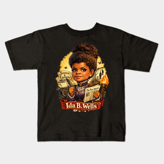 Ida B. Wells Justice & Truth Journalism Kids T-Shirt by UrbanLifeApparel