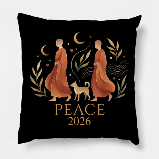 Walk for Peace Monks with Aloka Pillow by dtr_art