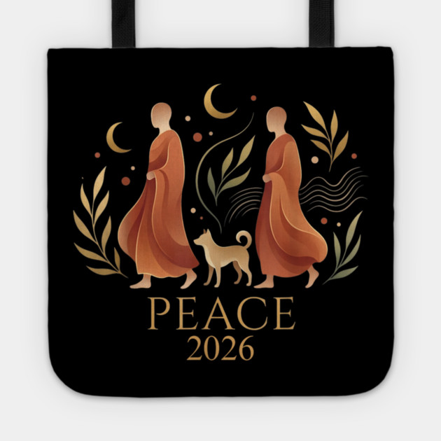 Walk for Peace Monks with Aloka Tote by dtr_art