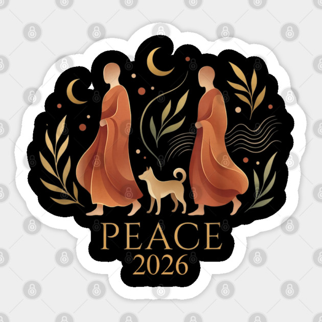 Walk for Peace Monks with Aloka Sticker by dtr_art