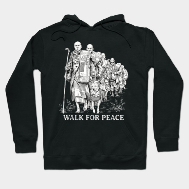 Walk for Peace Monks with Aloka Hoodie by dtr_art