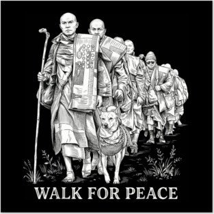 Walk for Peace Monks with Aloka Posters and Art