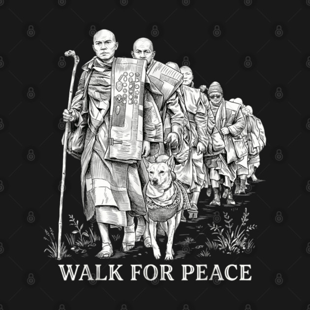 Walk for Peace Monks with Aloka by dtr_art