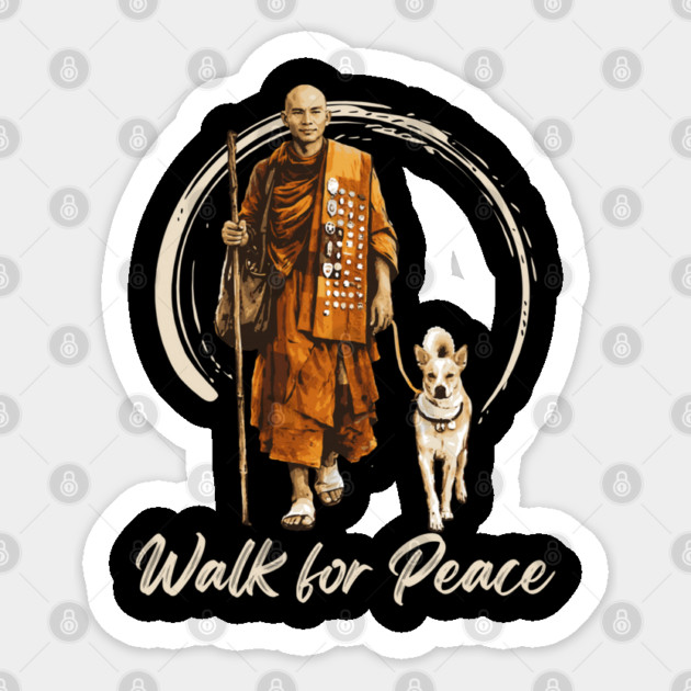 Walk for Peace Monks with Aloka Sticker by dtr_art