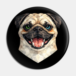 Abstract Happy Pug Portrait Pin