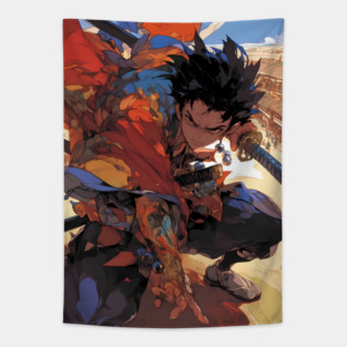 Champloo Dynamic Mugen Samurai Action Anime Street Heat Japan Warrior Motion Energy Tapestry