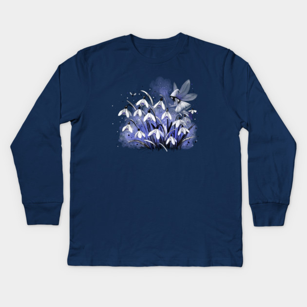 Snowdrop Fairy Kids Long Sleeve T-Shirt by H. R. Sinclair