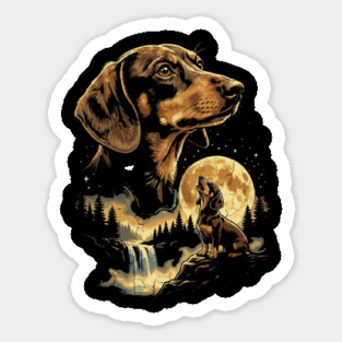 Vintage-90s-Dachshund-Howling-at-The-Moon Sticker