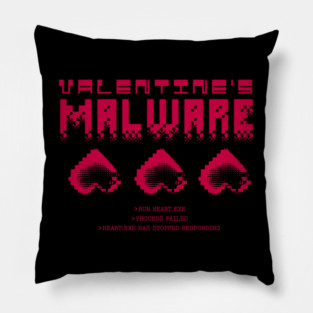 Valentine’s Malware – Glitched Pixel Hearts & Broken Love Code Pillow