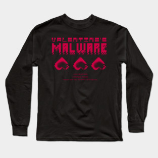 Valentine’s Malware – Glitched Pixel Hearts & Broken Love Code Long Sleeve T-Shirt
