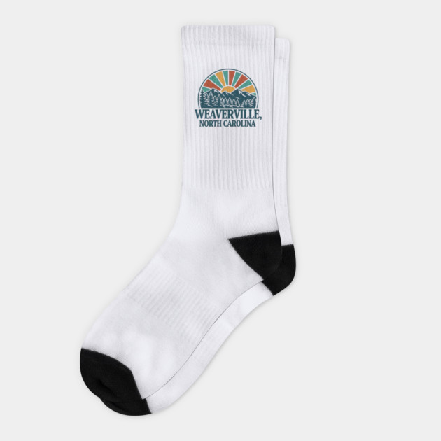 Weaverville NC Retro Sunset Socks by JessArty