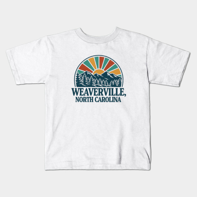 Weaverville NC Retro Sunset Kids T-Shirt by JessArty
