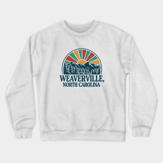 Weaverville NC Retro Sunset Crewneck Sweatshirt by JessArty
