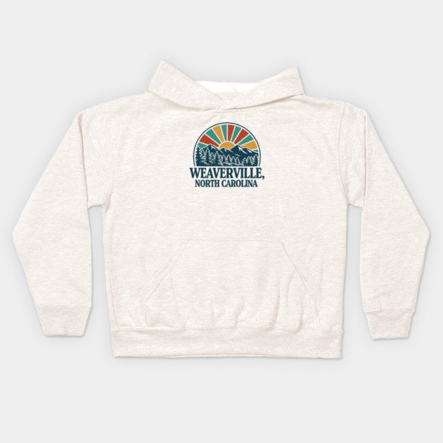 Weaverville NC Retro Sunset Kids Hoodie by JessArty