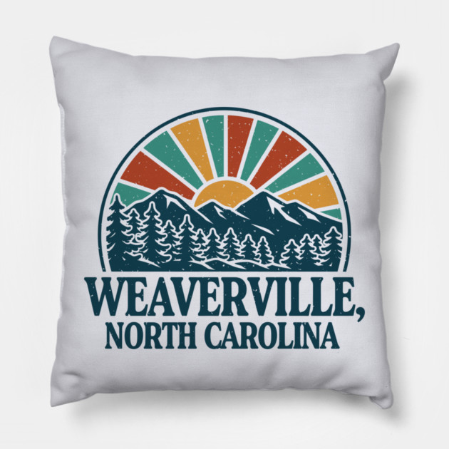Weaverville NC Retro Sunset Pillow by JessArty