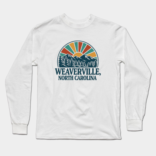 Weaverville NC Retro Sunset Long Sleeve T-Shirt by JessArty