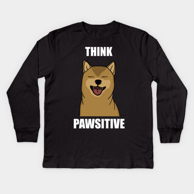 Think Positive Akita Dog Kids Long Sleeve T-Shirt by logiamerch