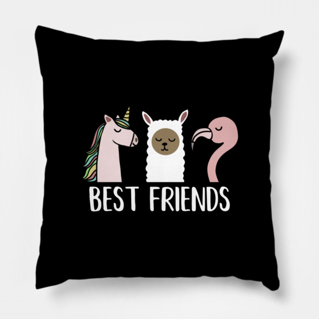 Best Friends Unicorn, Llama, Flamingo Pillow by logiamerch
