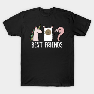 Best Friends Unicorn, Llama, Flamingo T-Shirt