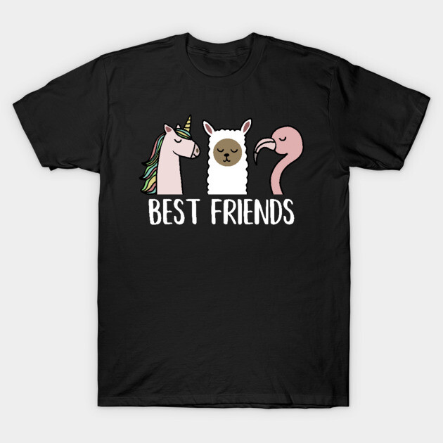 Best Friends Unicorn, Llama, Flamingo T-Shirt by logiamerch