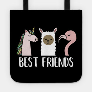 Best Friends Unicorn, Llama, Flamingo Tote