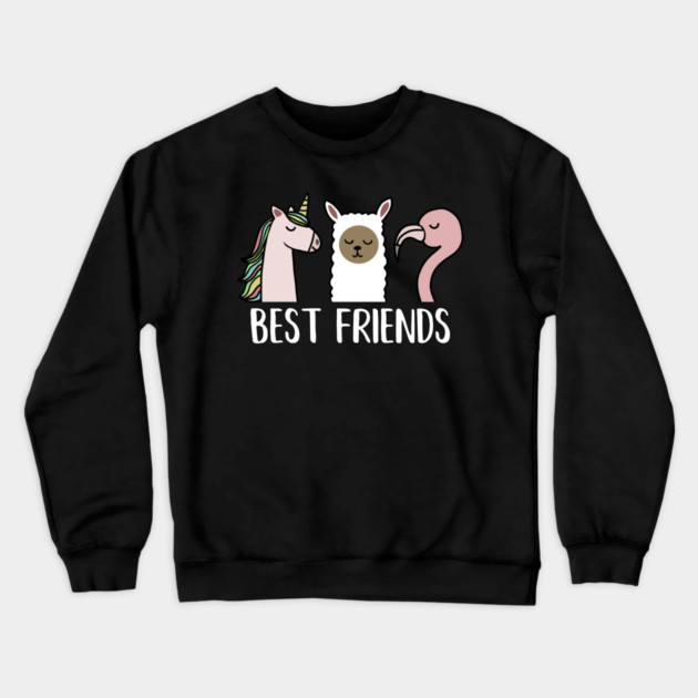 Best Friends Unicorn, Llama, Flamingo Crewneck Sweatshirt by logiamerch