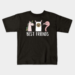 Best Friends Unicorn, Llama, Flamingo Kids T-Shirt