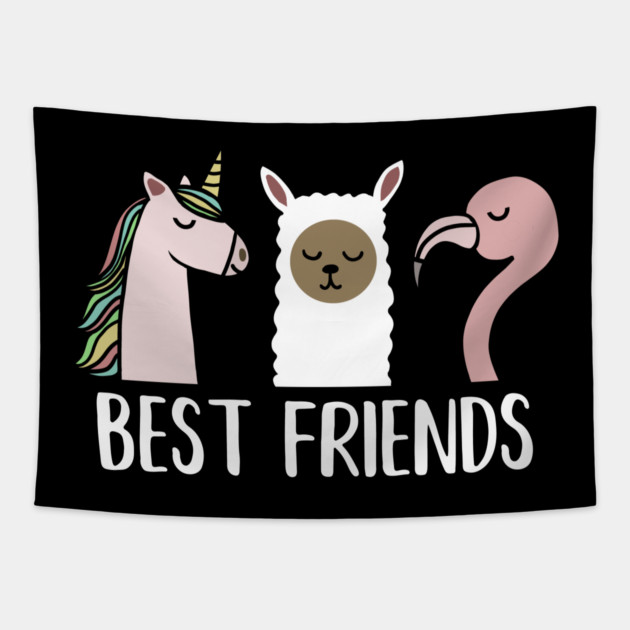 Best Friends Unicorn, Llama, Flamingo Tapestry by logiamerch