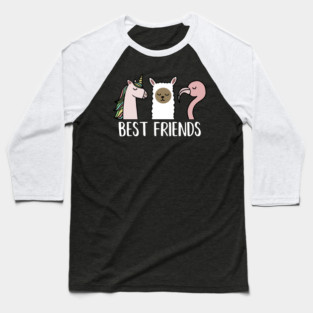Best Friends Unicorn, Llama, Flamingo Baseball T-Shirt