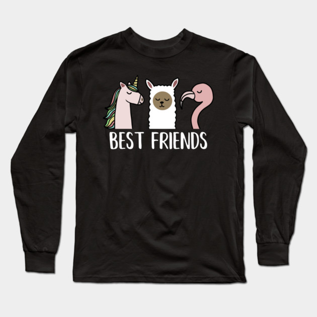 Best Friends Unicorn, Llama, Flamingo Long Sleeve T-Shirt by logiamerch