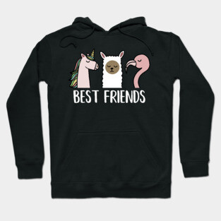 Best Friends Unicorn, Llama, Flamingo Hoodie