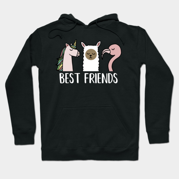 Best Friends Unicorn, Llama, Flamingo Hoodie by logiamerch