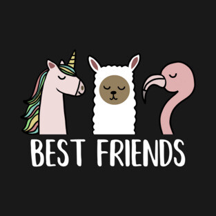 Best Friends Unicorn, Llama, Flamingo T-Shirt
