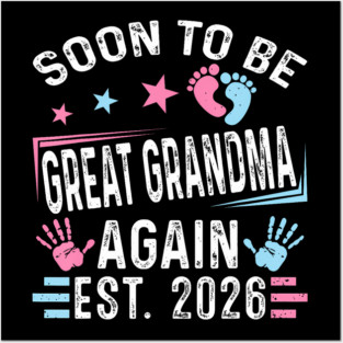 Soon To Be Great Grandma Again Est 2026 Vintage Grandma Posters and Art