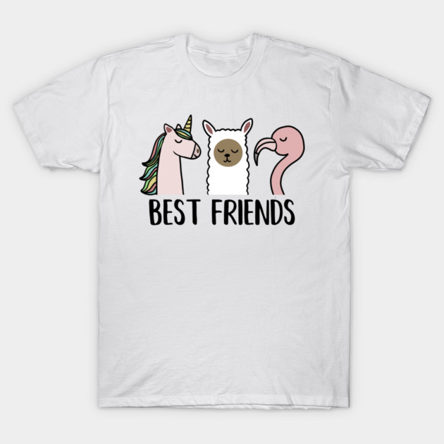 Best Friends Unicorn, Llama, Flamingo Animal T-Shirt by logiamerch