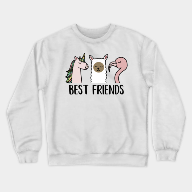 Best Friends Unicorn, Llama, Flamingo Animal Crewneck Sweatshirt by logiamerch