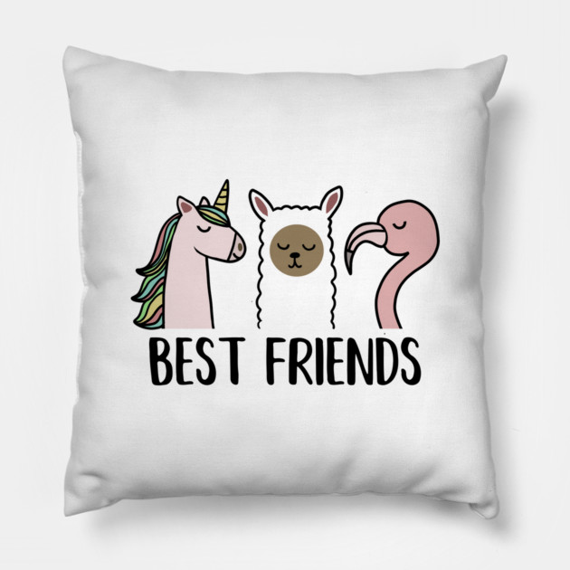 Best Friends Unicorn, Llama, Flamingo Animal Pillow by logiamerch