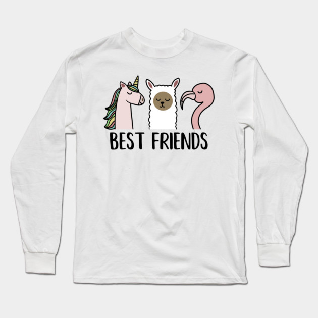 Best Friends Unicorn, Llama, Flamingo Animal Long Sleeve T-Shirt by logiamerch