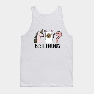Best Friends Unicorn, Llama, Flamingo Animal Tank Top