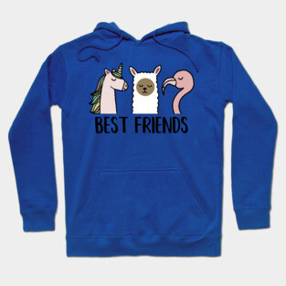Best Friends Unicorn, Llama, Flamingo Animal Hoodie