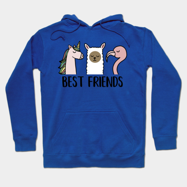 Best Friends Unicorn, Llama, Flamingo Animal Hoodie by logiamerch