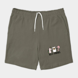 Best Friends Unicorn, Llama, Flamingo Animal Shorts