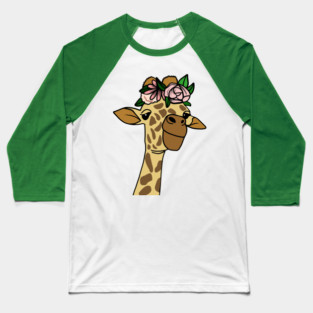 Cute Floral Giraffe Baseball T-Shirt