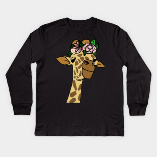 Cute Floral Giraffe Kids Long Sleeve T-Shirt
