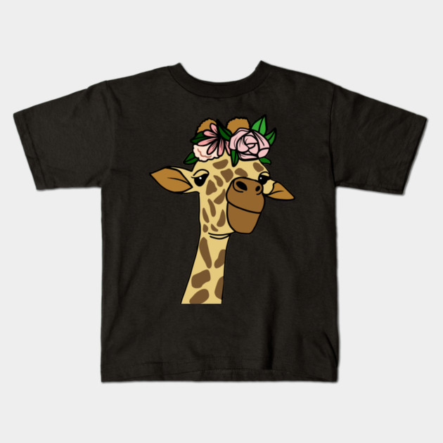Cute Floral Giraffe Kids T-Shirt by logiamerch